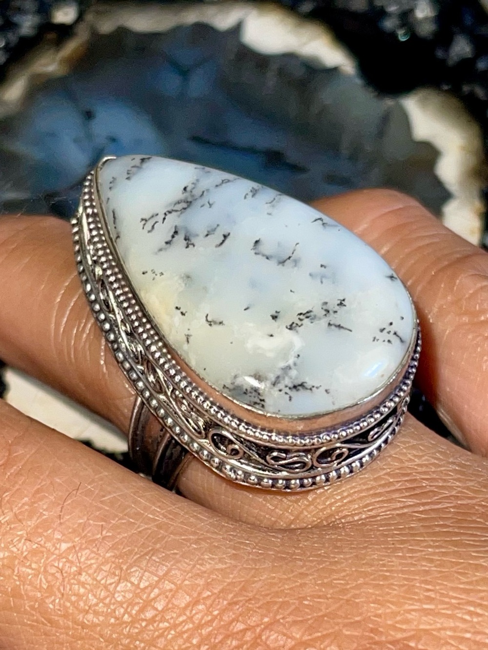 Dendritic Agate Ring Size 8 1/4